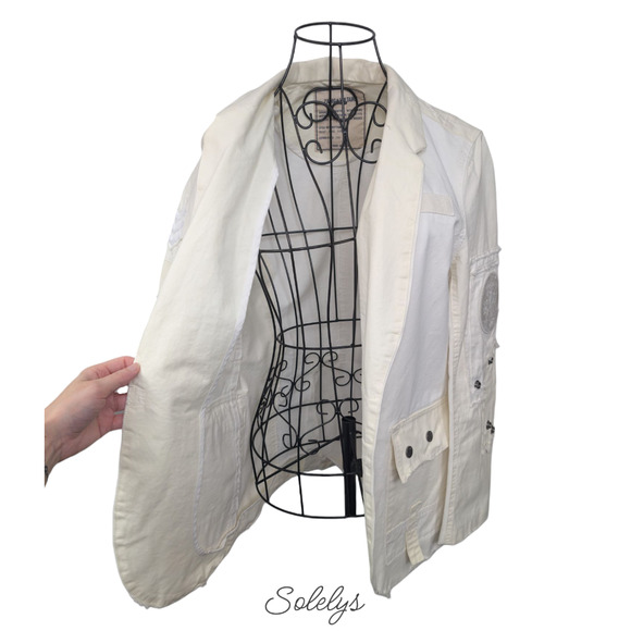 Zadig & Voltaire Very Grunge White Open Casual Cotton Utility Jacket FR36 Small - Picture 8 of 11